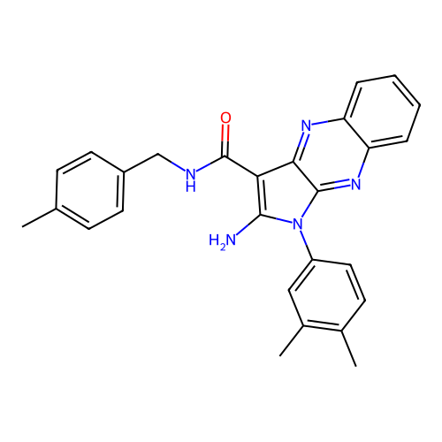 2-amino-1-(3,4-dimethylphenyl)-N-(4-methylbenzyl)-1H-pyrrolo[2,3-b]quinoxaline-3-carboxamide structure