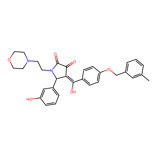 (4E)-4-(hydroxy{4-[(3-methylbenzyl)oxy]phenyl}methylidene)-5-(3-hydroxyphenyl)-1-[2-(morpholin-4-yl)ethyl]pyrrolidine-2,3-dione structure