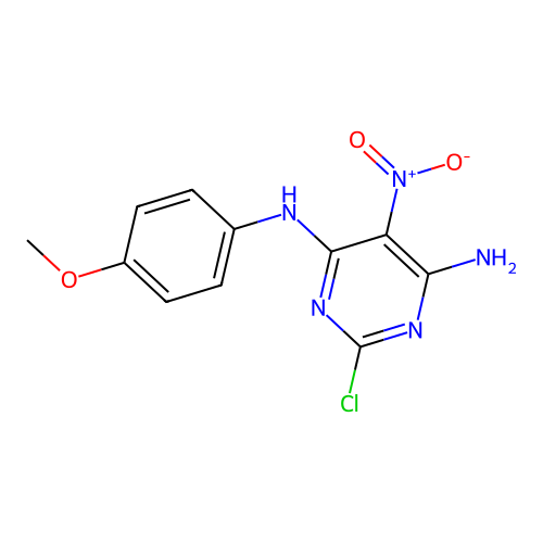 2-chloro-N-(4-methoxyphenyl)-5-nitropyrimidine-4,6-diamine structure