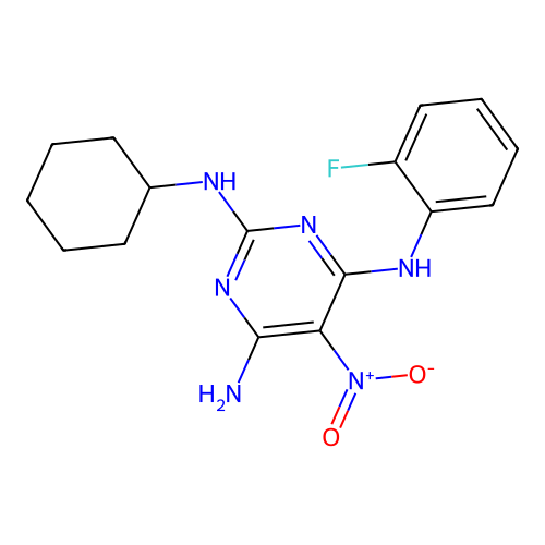 [6-Amino-2-(cyclohexylamino)-5-nitropyrimidin-4-yl](2-fluorophenyl)amine structure