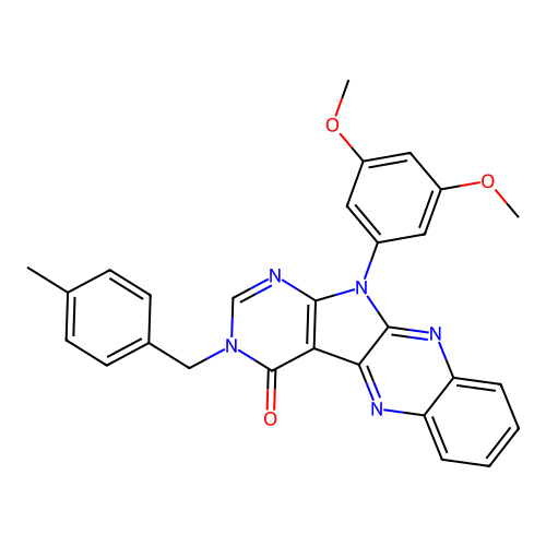 11-(3,5-dimethoxyphenyl)-3-(4-methylbenzyl)-3,11-dihydro-4H-pyrimido[5',4':4,5]pyrrolo[2,3-b]quinoxalin-4-one structure