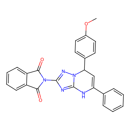 2-(7-(4-methoxyphenyl)-5-phenyl-4,7-dihydro-[1,2,4]triazolo[1,5-a]pyrimidin-2-yl)isoindoline-1,3-dione structure
