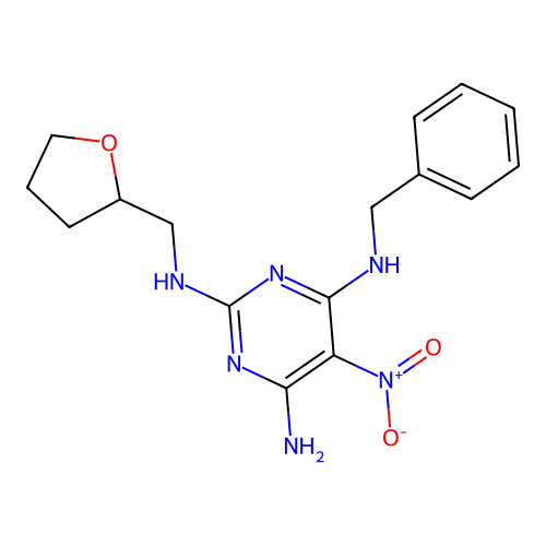 {6-Amino-5-nitro-2-[(oxolan-2-ylmethyl)amino]pyrimidin-4-yl}benzylamine structure