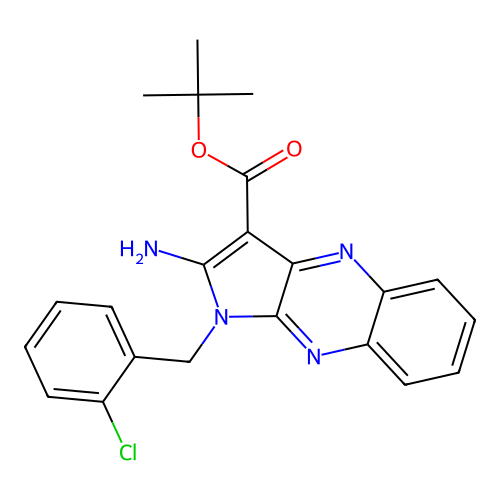 tert-butyl 2-amino-1-(2-chlorobenzyl)-1H-pyrrolo[2,3-b]quinoxaline-3-carboxylate structure