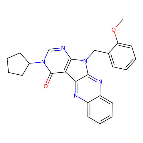 3-cyclopentyl-11-(2-methoxybenzyl)-3,11-dihydro-4H-pyrimido[5',4':4,5]pyrrolo[2,3-b]quinoxalin-4-one structure