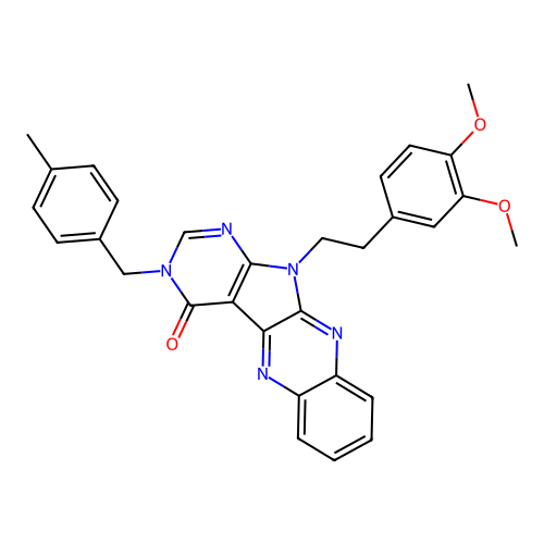 11-(3,4-dimethoxyphenethyl)-3-(4-methylbenzyl)-3H-pyrimido[5',4':4,5]pyrrolo[2,3-b]quinoxalin-4(11H)-one structure