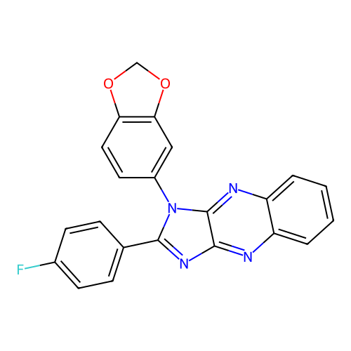 1-(1,3-benzodioxol-5-yl)-2-(4-fluorophenyl)-1H-imidazo[4,5-b]quinoxaline structure