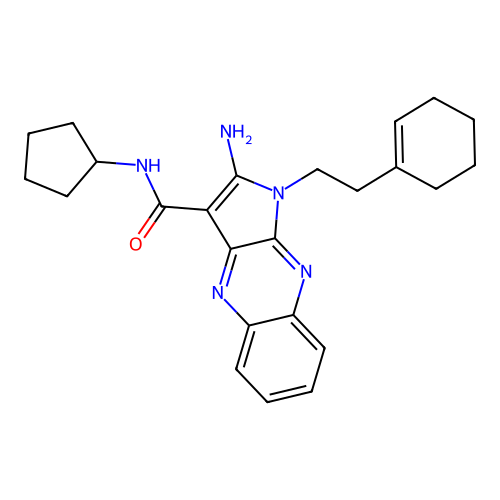 2-amino-1-[2-(cyclohexen-1-yl)ethyl]-N-cyclopentylpyrrolo[3,2-b]quinoxaline-3-carboxamide structure