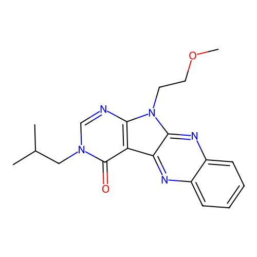 3-isobutyl-11-(2-methoxyethyl)-3H-pyrimido[5',4':4,5]pyrrolo[2,3-b]quinoxalin-4(11H)-one structure