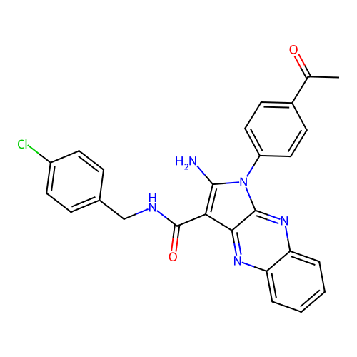 1-(4-acetylphenyl)-2-amino-N-(4-chlorobenzyl)-1H-pyrrolo[2,3-b]quinoxaline-3-carboxamide structure