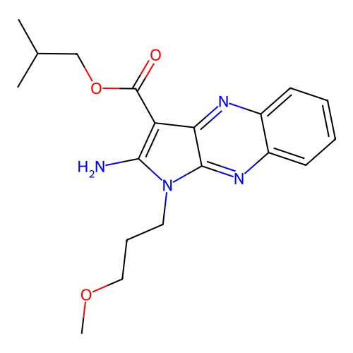 isobutyl 2-amino-1-(3-methoxypropyl)-1H-pyrrolo[2,3-b]quinoxaline-3-carboxylate structure