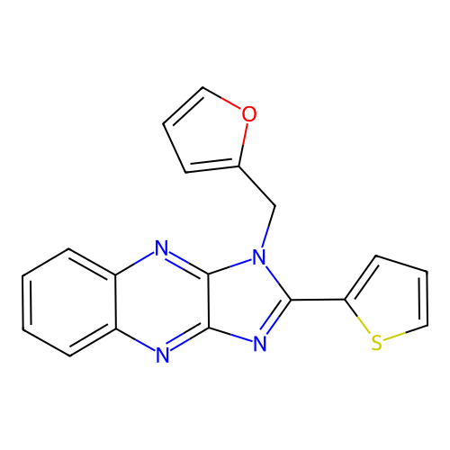 1-(furan-2-ylmethyl)-2-(thiophen-2-yl)-1H-imidazo[4,5-b]quinoxaline structure