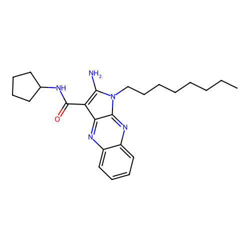 2-amino-N-cyclopentyl-1-octyl-1H-pyrrolo[2,3-b]quinoxaline-3-carboxamide structure
