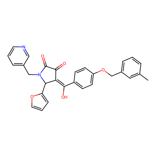 5-(furan-2-yl)-3-hydroxy-4-{4-[(3-methylphenyl)methoxy]benzoyl}-1-[(pyridin-3-yl)methyl]-2,5-dihydro-1H-pyrrol-2-one structure