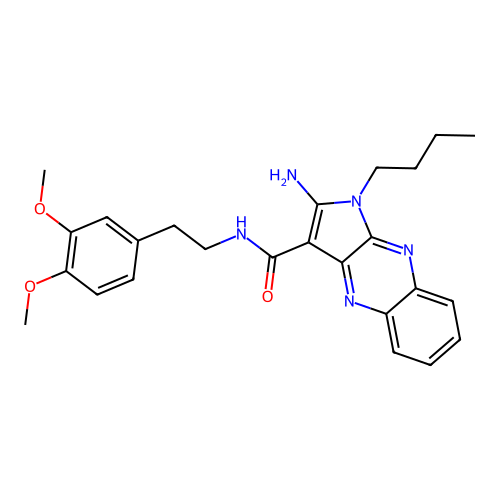 2-amino-1-butyl-N-(3,4-dimethoxyphenethyl)-1H-pyrrolo[2,3-b]quinoxaline-3-carboxamide structure