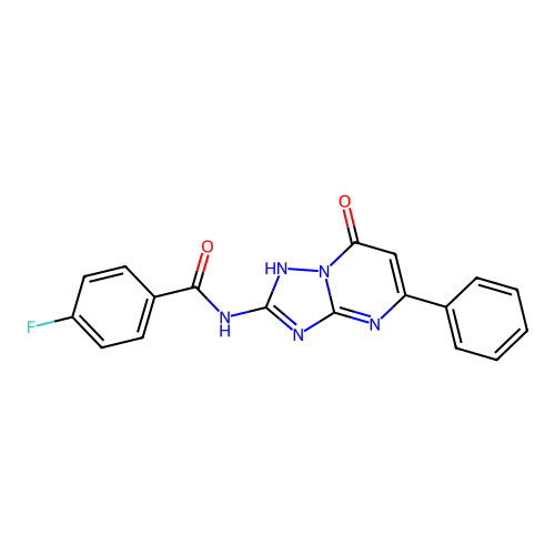 4-fluoro-N-(7-hydroxy-5-phenyl[1,2,4]triazolo[1,5-a]pyrimidin-2-yl)benzamide structure