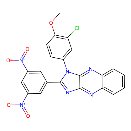 1-(3-chloro-4-methoxyphenyl)-2-(3,5-dinitrophenyl)-1H-imidazo[4,5-b]quinoxaline structure