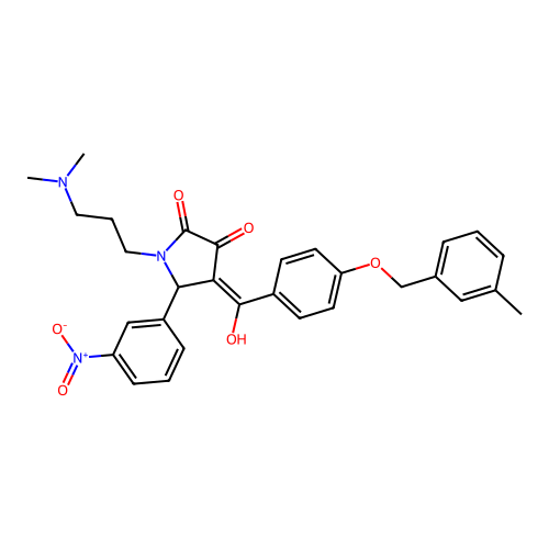 (4E)-1-[3-(dimethylamino)propyl]-4-(hydroxy{4-[(3-methylbenzyl)oxy]phenyl}methylidene)-5-(3-nitrophenyl)pyrrolidine-2,3-dione structure