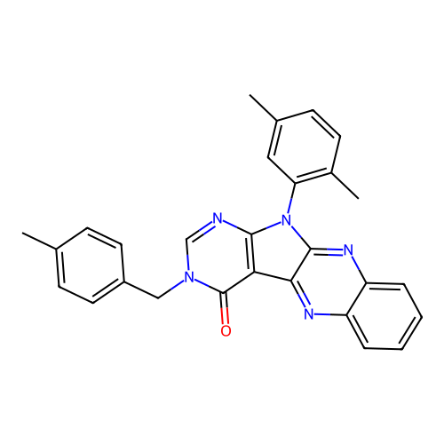 11-(2,5-dimethylphenyl)-3-(4-methylbenzyl)-3H-pyrimido[5',4':4,5]pyrrolo[2,3-b]quinoxalin-4(11H)-one structure
