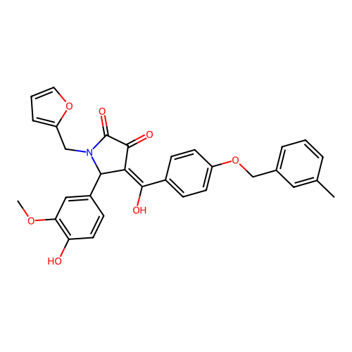 (4E)-1-(furan-2-ylmethyl)-5-(4-hydroxy-3-methoxyphenyl)-4-(hydroxy{4-[(3-methylbenzyl)oxy]phenyl}methylidene)pyrrolidine-2,3-dione structure