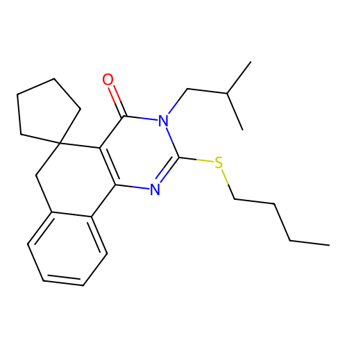 2-(butylthio)-3-isobutyl-3H-spiro[benzo[h]quinazoline-5,1'-cyclopentan]-4(6H)-one structure