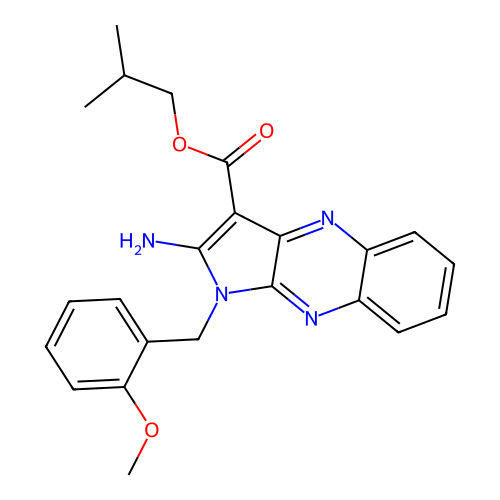 2-methylpropyl 2-amino-1-(2-methoxybenzyl)-1H-pyrrolo[2,3-b]quinoxaline-3-carboxylate structure