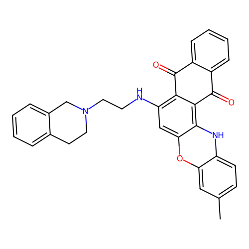 7-((2-(3,4-dihydroisoquinolin-2(1H)-yl)ethyl)amino)-3-methyl-8H-naphtho[2,3-a]phenoxazine-8,13(14H)-dione structure