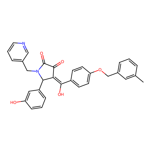 (4E)-4-(hydroxy{4-[(3-methylbenzyl)oxy]phenyl}methylidene)-5-(3-hydroxyphenyl)-1-(pyridin-3-ylmethyl)pyrrolidine-2,3-dione structure