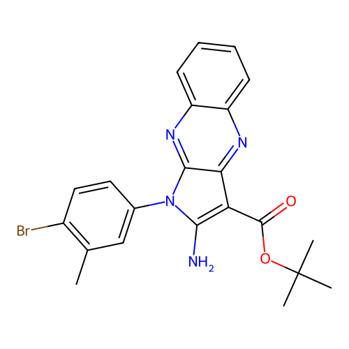 tert-butyl 2-amino-1-(4-bromo-3-methylphenyl)-1H-pyrrolo[2,3-b]quinoxaline-3-carboxylate structure