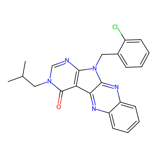 11-(2-chlorobenzyl)-3-isobutyl-3H-pyrimido[5',4':4,5]pyrrolo[2,3-b]quinoxalin-4(11H)-one structure
