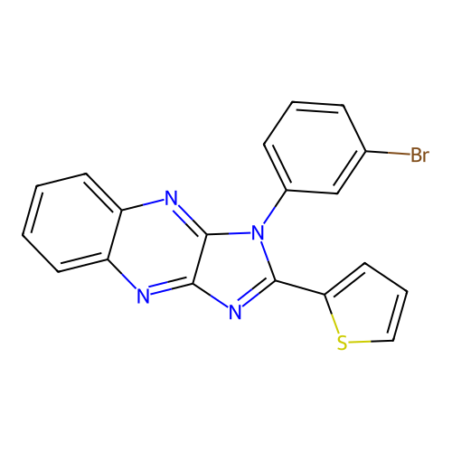 1-(3-bromophenyl)-2-(thiophen-2-yl)-1H-imidazo[4,5-b]quinoxaline structure