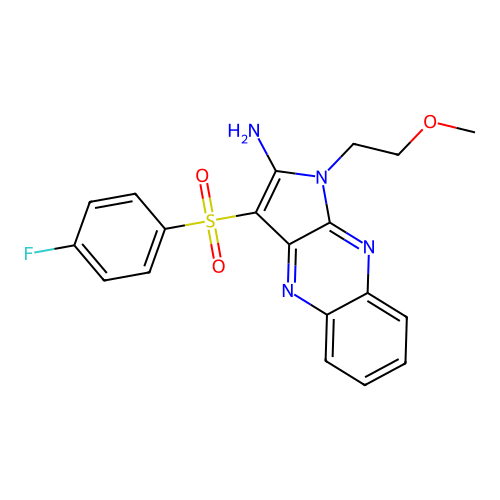 3-((4-fluorophenyl)sulfonyl)-1-(2-methoxyethyl)-1H-pyrrolo[2,3-b]quinoxalin-2-amine structure