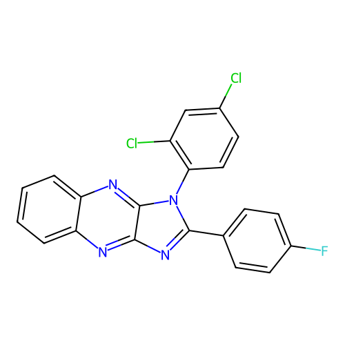 1-(2,4-dichlorophenyl)-2-(4-fluorophenyl)-1H-imidazo[4,5-b]quinoxaline structure