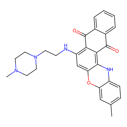3-methyl-7-((2-(4-methylpiperazin-1-yl)ethyl)amino)-8H-naphtho[2,3-a]phenoxazine-8,13(14H)-dione structure