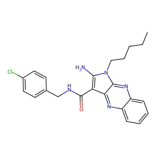 2-amino-N-(4-chlorobenzyl)-1-pentyl-1H-pyrrolo[2,3-b]quinoxaline-3-carboxamide structure