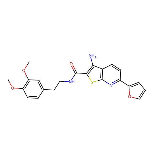 3-amino-N-[2-(3,4-dimethoxyphenyl)ethyl]-6-(furan-2-yl)thieno[2,3-b]pyridine-2-carboxamide structure