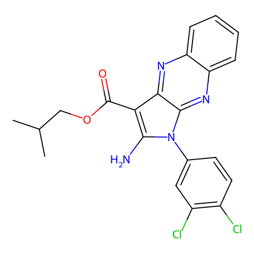 2-methylpropyl 2-amino-1-(3,4-dichlorophenyl)-1H-pyrrolo[2,3-b]quinoxaline-3-carboxylate structure