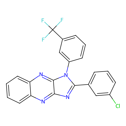 2-(3-chlorophenyl)-1-(3-(trifluoromethyl)phenyl)-1H-imidazo[4,5-b]quinoxaline structure