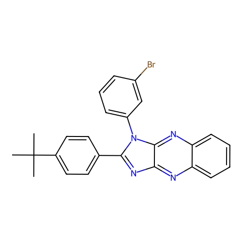 1-(3-bromophenyl)-2-(4-tert-butylphenyl)-1H-imidazo[4,5-b]quinoxaline structure