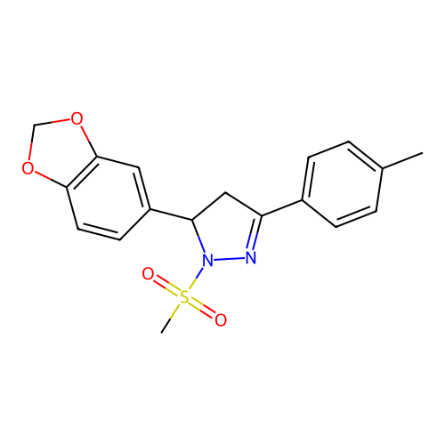 3-(1,3-Benzodioxol-5-yl)-5-(4-methylphenyl)-2-methylsulfonyl-3,4-dihydropyrazole structure