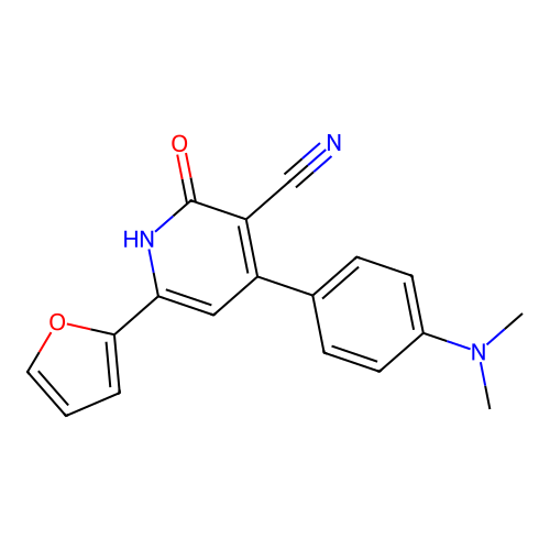 4-(4-(dimethylamino)phenyl)-6-(furan-2-yl)-2-oxo-1,2-dihydropyridine-3-carbonitrile structure