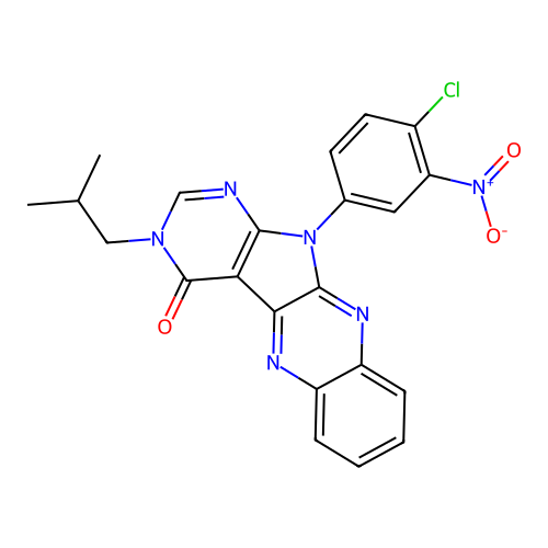 11-(4-chloro-3-nitrophenyl)-3-isobutyl-3H-pyrimido[5',4':4,5]pyrrolo[2,3-b]quinoxalin-4(11H)-one structure