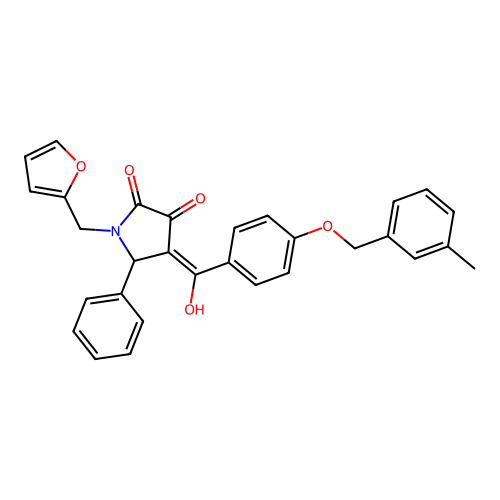 (4E)-1-(furan-2-ylmethyl)-4-(hydroxy{4-[(3-methylbenzyl)oxy]phenyl}methylidene)-5-phenylpyrrolidine-2,3-dione structure