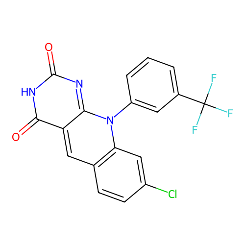 8-chloro-10-(3-(trifluoromethyl)phenyl)pyrimido[4,5-b]quinoline-2,4(3H,10H)-dione structure