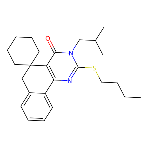 2-(butylthio)-3-isobutyl-3H-spiro[benzo[h]quinazoline-5,1'-cyclohexan]-4(6H)-one structure