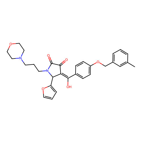 (4E)-5-(furan-2-yl)-4-(hydroxy{4-[(3-methylbenzyl)oxy]phenyl}methylidene)-1-[3-(morpholin-4-yl)propyl]pyrrolidine-2,3-dione structure