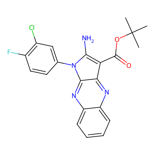 tert-butyl 2-amino-1-(3-chloro-4-fluorophenyl)-1H-pyrrolo[2,3-b]quinoxaline-3-carboxylate structure