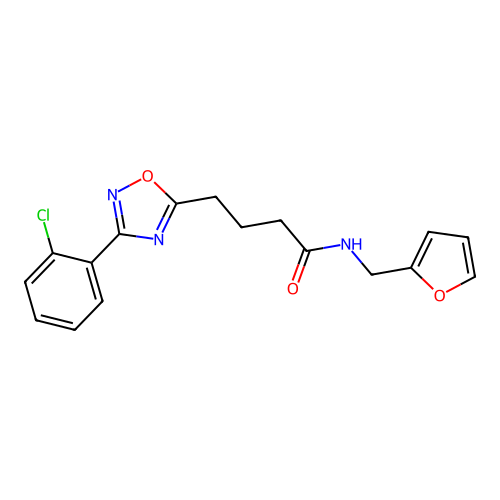 4-[3-(2-chlorophenyl)-1,2,4-oxadiazol-5-yl]-N-(furan-2-ylmethyl)butanamide structure