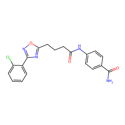 4-[4-[3-(2-Chlorophenyl)-1,2,4-oxadiazol-5-yl]butanoylamino]benzamide structure