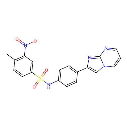N-(4-imidazo[1,2-a]pyrimidin-2-ylphenyl)-4-methyl-3-nitrobenzenesulfonamide structure